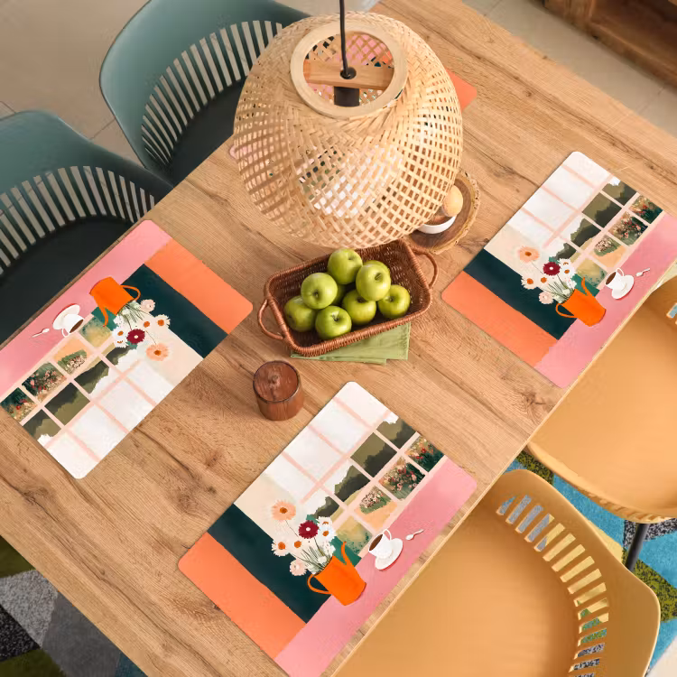 Placemat vinyl - Bloemen - Koffie - Raam — 3