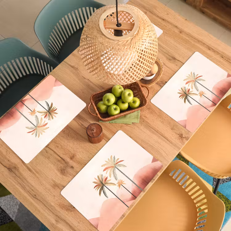 Placemat vinyl - Palmbomen - Heuvels - Minimalistisch - Zachtroze — 3