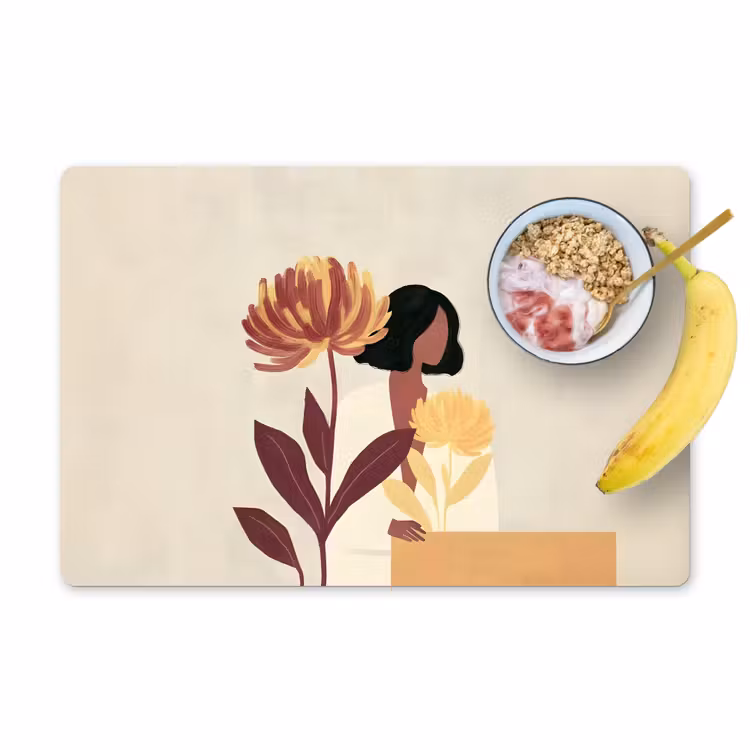Placemat vinyl - Vrouw - Minimalistisch - Bloem — 1