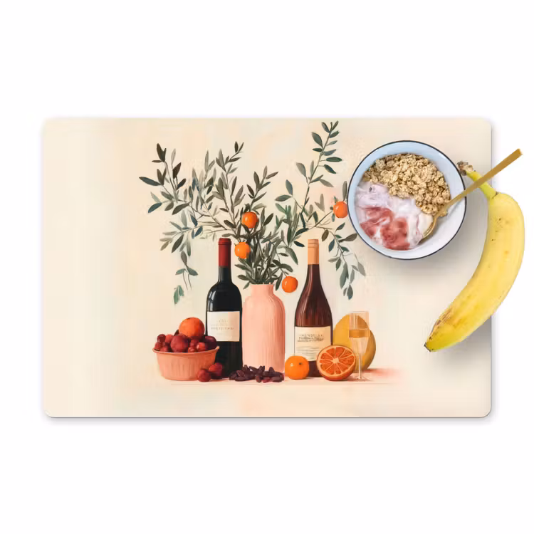 Placemat vinyl - Wijnflessen - Takken - Sinaasappels — 1