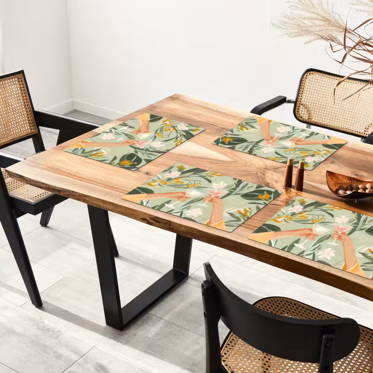 Placemat vinyl - Glazen - Proosten - Bladeren - Groen — 4