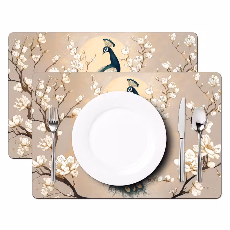 Placemat vinyl - Pauw - Tak - Bloemen — 2