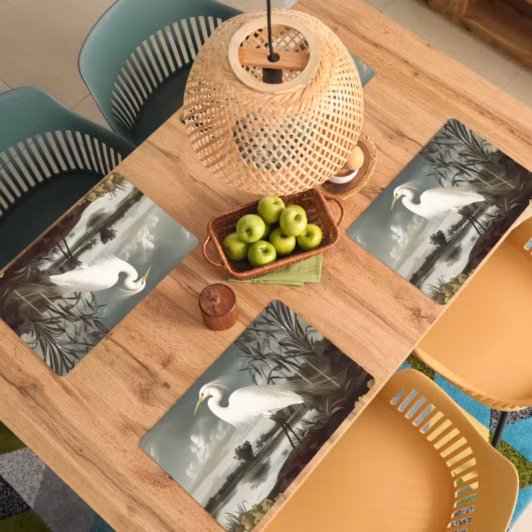 Placemat vinyl - Reiger - Planten - Wolken - Wit — 3