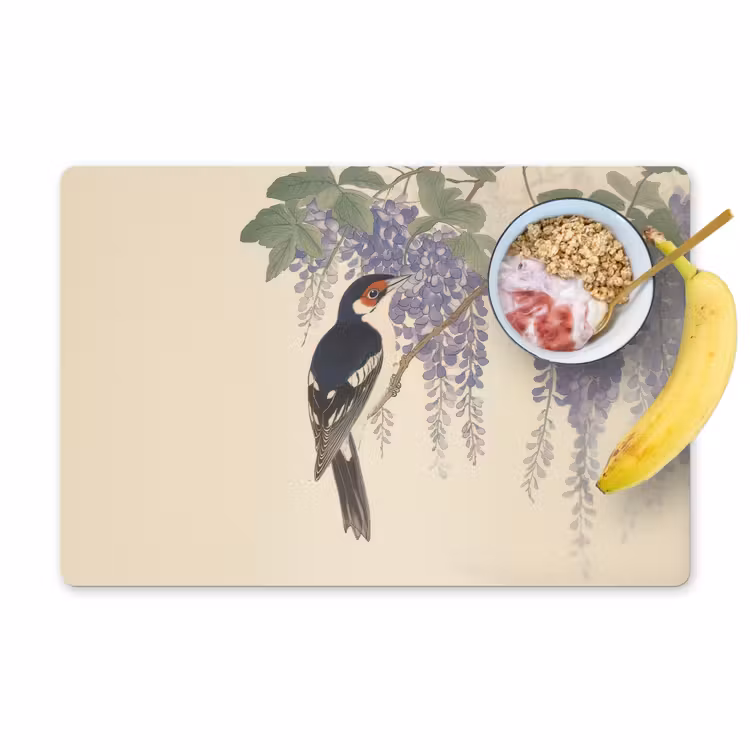 Placemat vinyl - Specht - Bloemen - Paars — 1