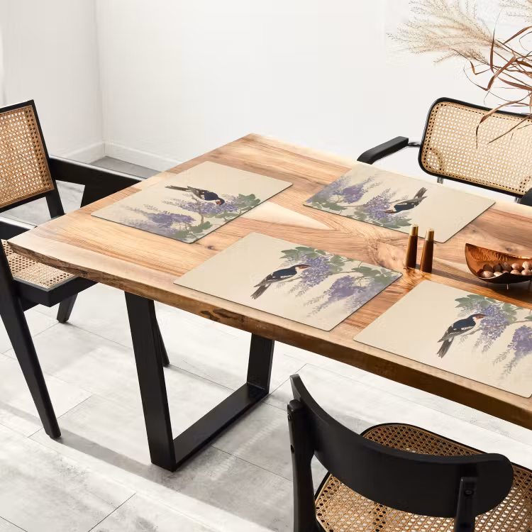 Placemat vinyl - Specht - Bloemen - Paars — 4