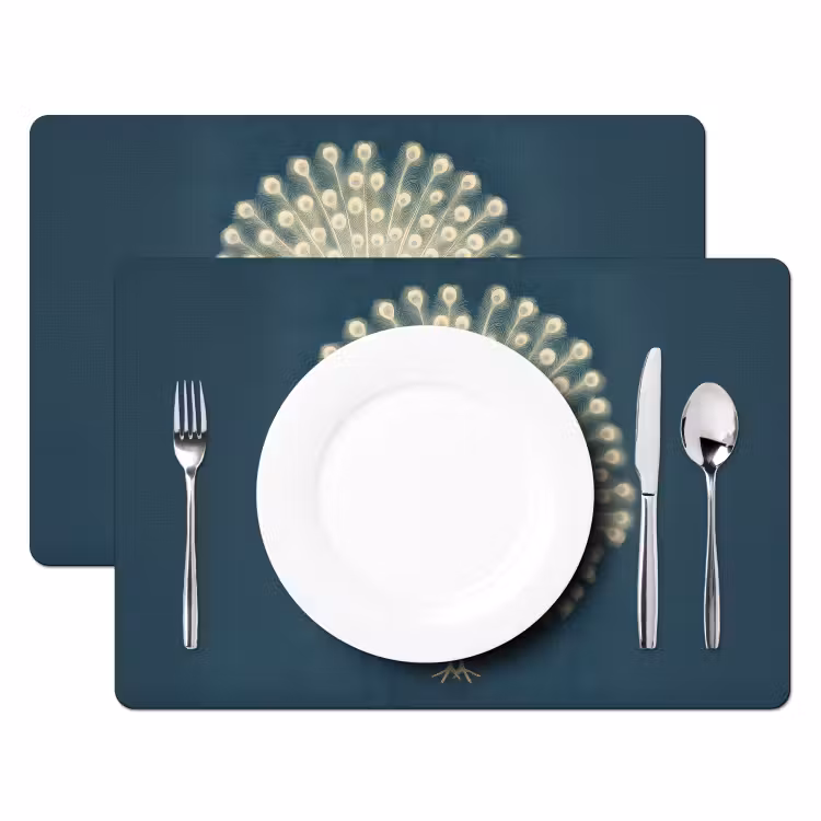 Placemat vinyl - Vogel - Blauw - Vintage — 2