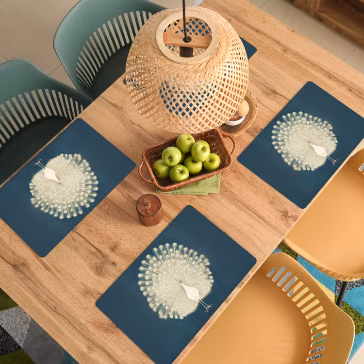 Placemat vinyl - Vogel - Blauw - Vintage — 3