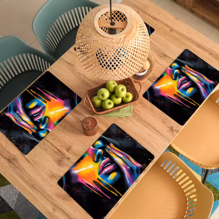 Placemat vinyl - Vrouw - Gezicht - Verf - Kunstzinnig — 3