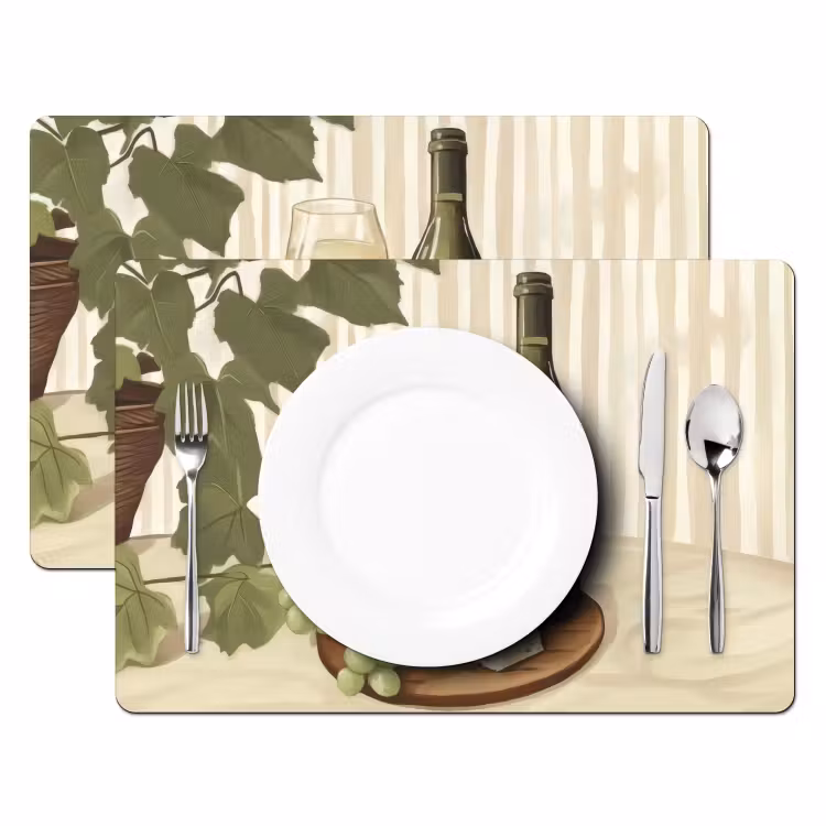 Placemat vinyl - Wijn - Druiven - Kaas - Bladeren — 2