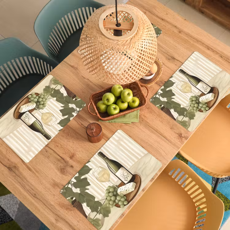 Placemat vinyl - Wijn - Druiven - Kaas - Bladeren — 3