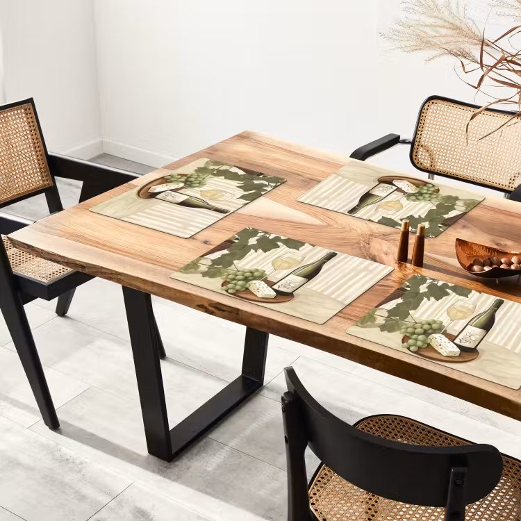 Placemat vinyl - Wijn - Druiven - Kaas - Bladeren — 4