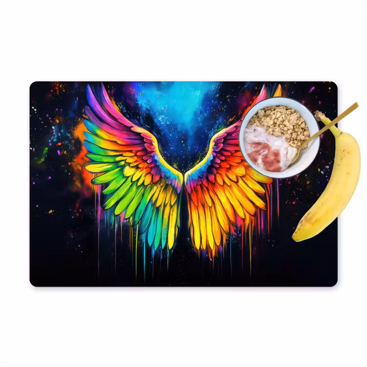 Placemat vinyl - Regenboogkleuren - Vleugels - Magisch — 1