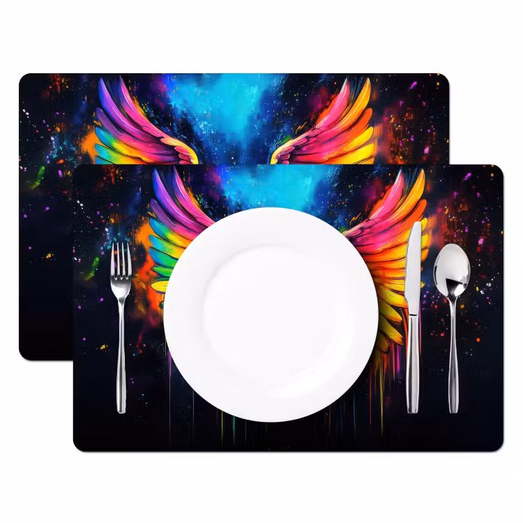 Placemat vinyl - Regenboogkleuren - Vleugels - Magisch — 2