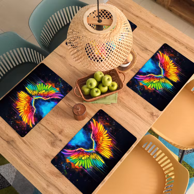 Placemat vinyl - Regenboogkleuren - Vleugels - Magisch — 3