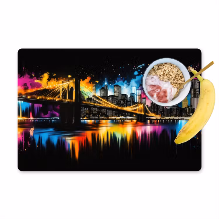 Placemat vinyl - Skyline - Brug - Verlichting - Kleuren — 1