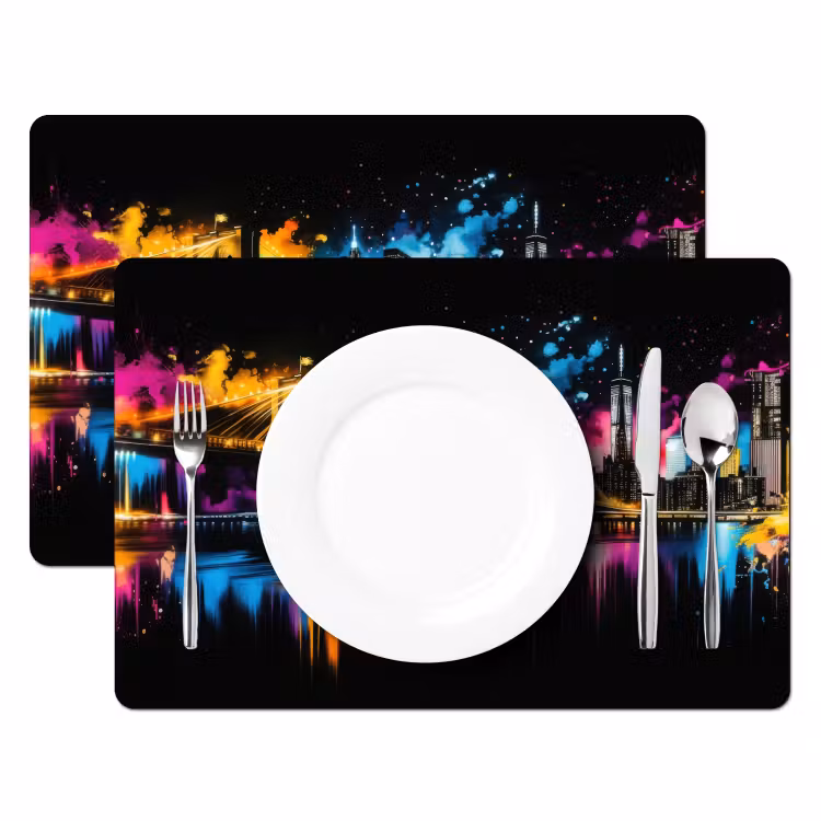 Placemat vinyl - Skyline - Brug - Verlichting - Kleuren — 2