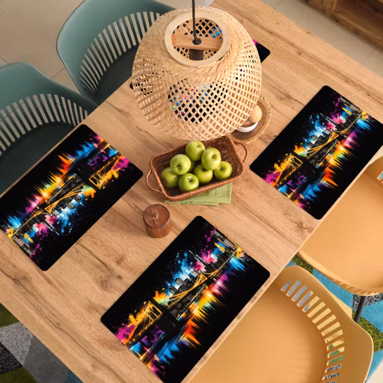 Placemat vinyl - Skyline - Brug - Verlichting - Kleuren — 3