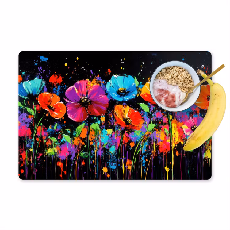 Placemat vinyl - Bloemen - Kleurrijk - Spetters — 1
