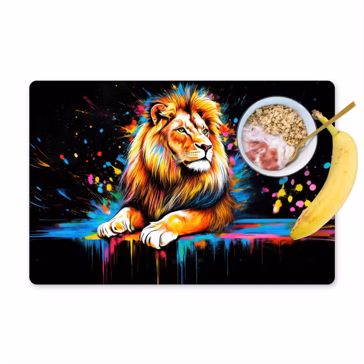 Placemat vinyl - Leeuw - Kleurrijk - Spetters — 1