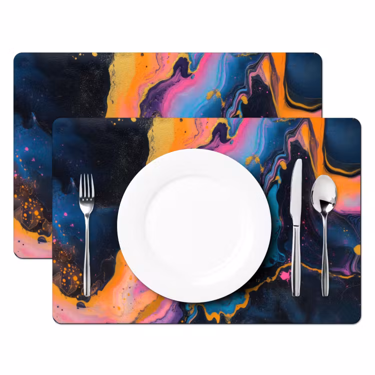 Placemat vinyl - Modern - Marmer - Oranje — 2