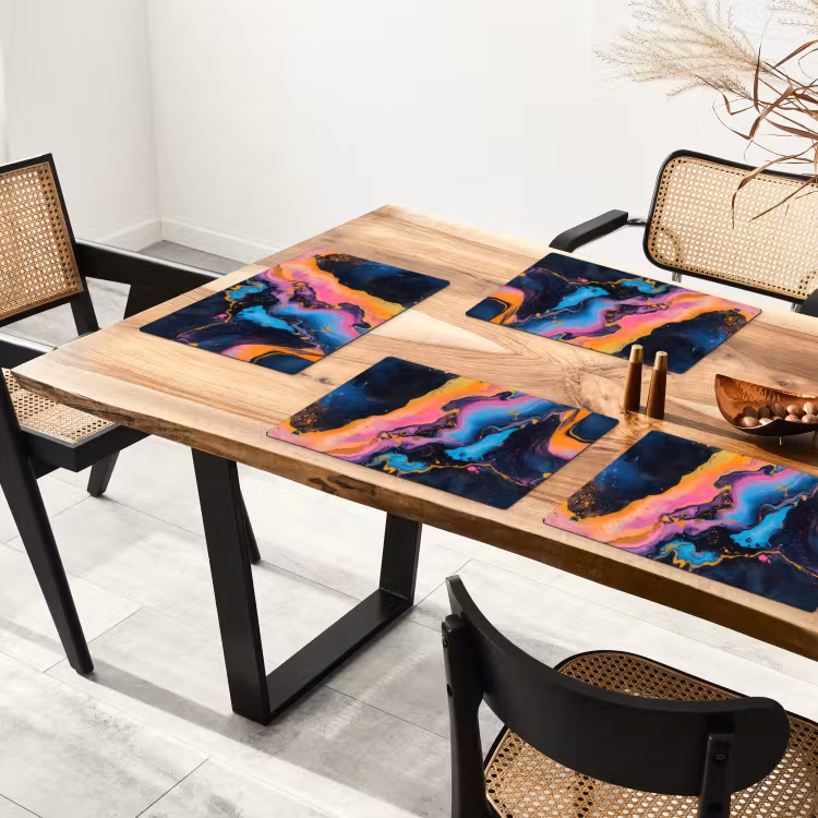 Placemat vinyl - Modern - Marmer - Oranje — 4
