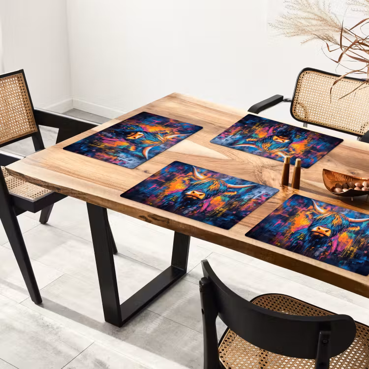 Placemat vinyl - Schotse Hooglander - Abstract - Kleurrijk — 4