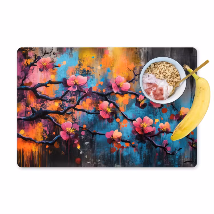 Placemat vinyl - Bloemen - Tak - Abstract - Roze — 1