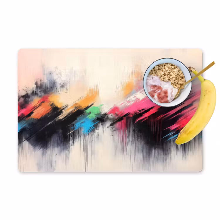 Placemat vinyl - Dynamisch - Abstract - Kleurrijk - Zwart — 1
