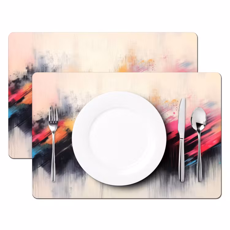 Placemat vinyl - Dynamisch - Abstract - Kleurrijk - Zwart — 2