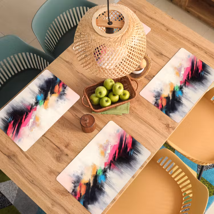 Placemat vinyl - Dynamisch - Abstract - Kleurrijk - Zwart — 3