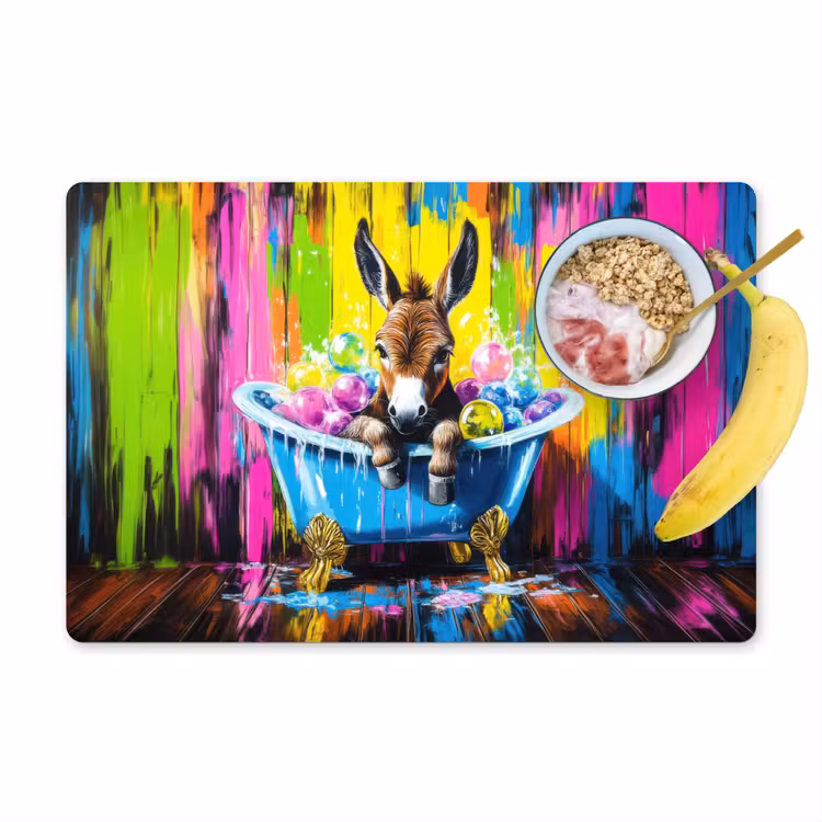 Placemat vinyl - Ezel - Badkuip - Roze - Schuim — 1