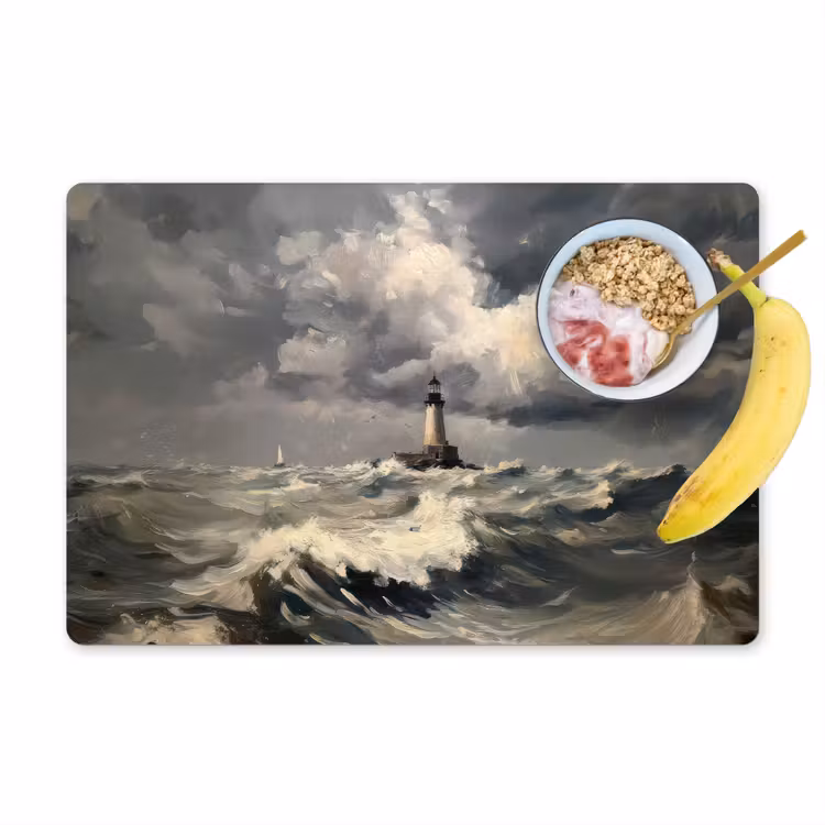 Placemat vinyl - Vuurtoren - Golven - Storm — 1