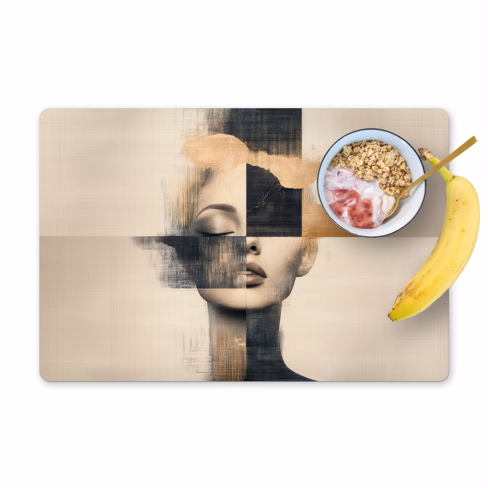 Placemat vinyl - Goud - Vrouw - Rechthoeken — 1