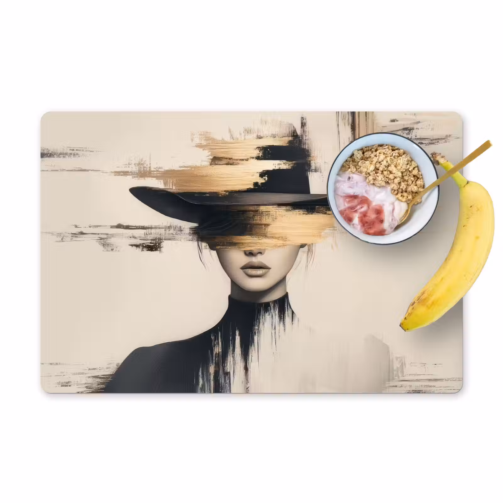 Placemat vinyl - Vrouw - Hoed - Verf — 1