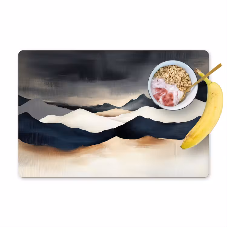 Placemat vinyl - Bergen - Donkerblauw - Landschap — 1