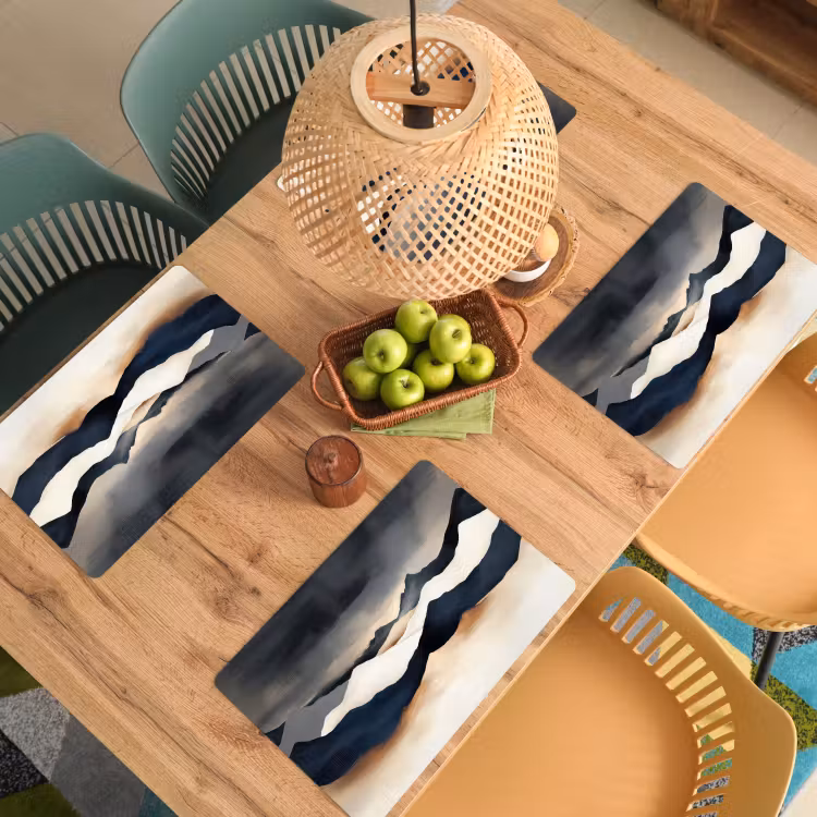 Placemat vinyl - Bergen - Donkerblauw - Landschap — 3