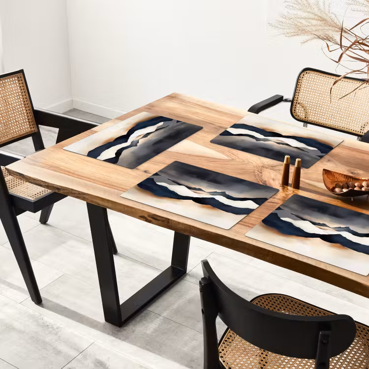 Placemat vinyl - Bergen - Donkerblauw - Landschap — 4