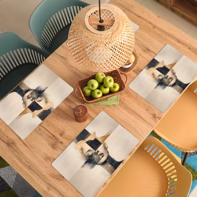 Placemat vinyl - Goud - Vrouw - Rechthoeken — 3