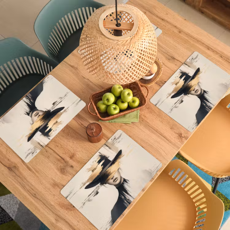 Placemat vinyl - Vrouw - Hoed - Verf — 3