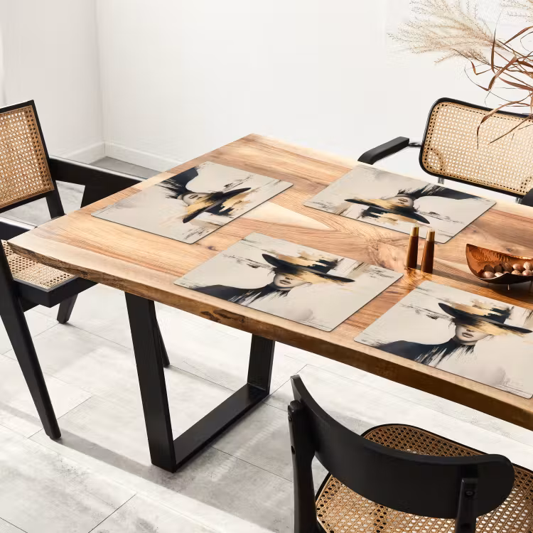 Placemat vinyl - Vrouw - Hoed - Verf — 4