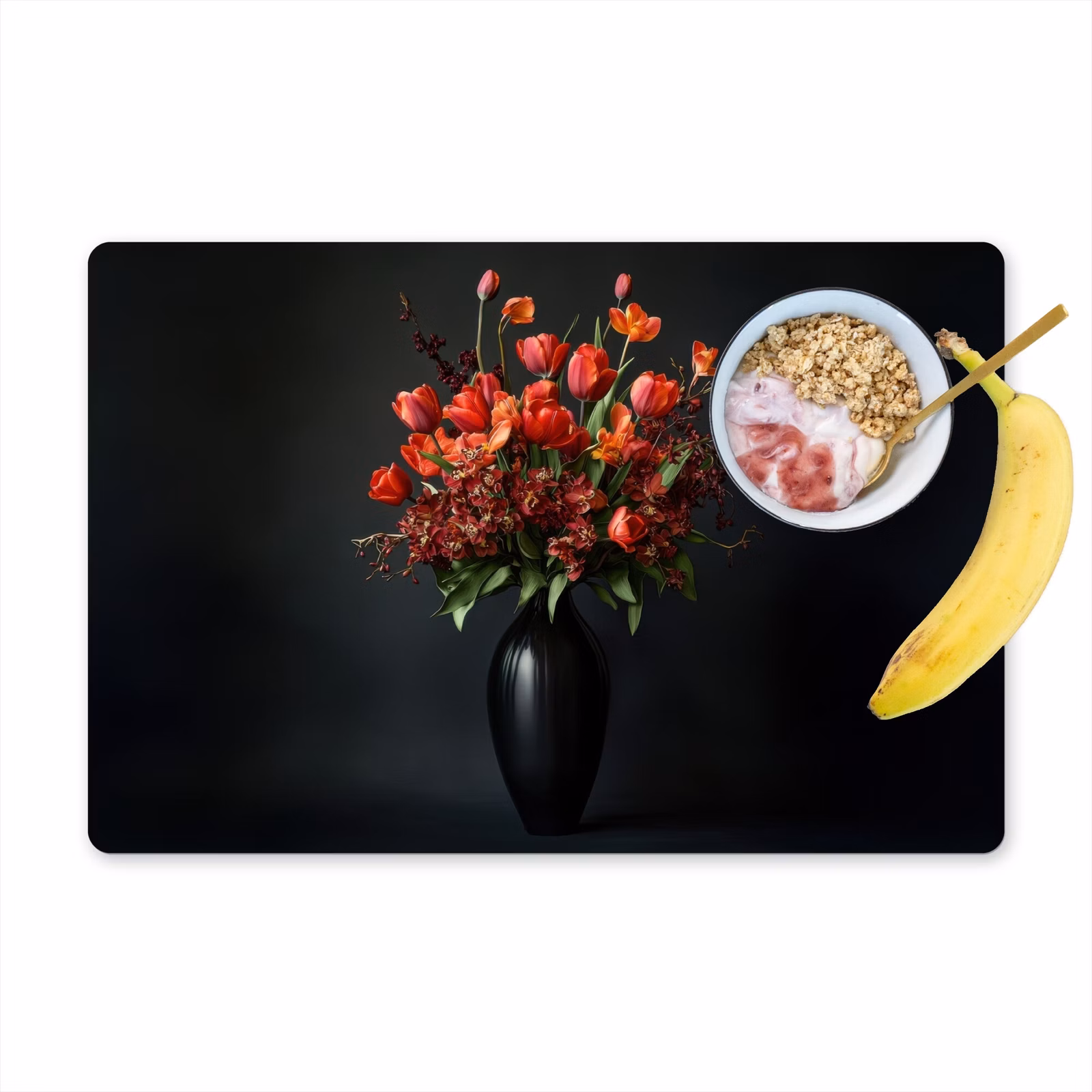 Placemat vinyl - Boeket - Tulpen - Vaas - Rood — 1