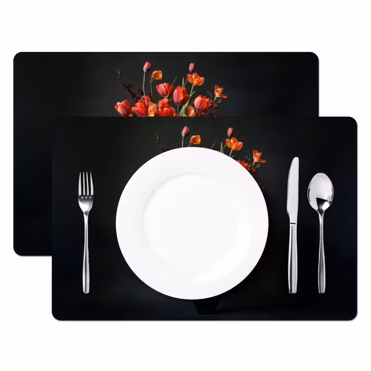 Placemat vinyl - Boeket - Tulpen - Vaas - Rood — 2
