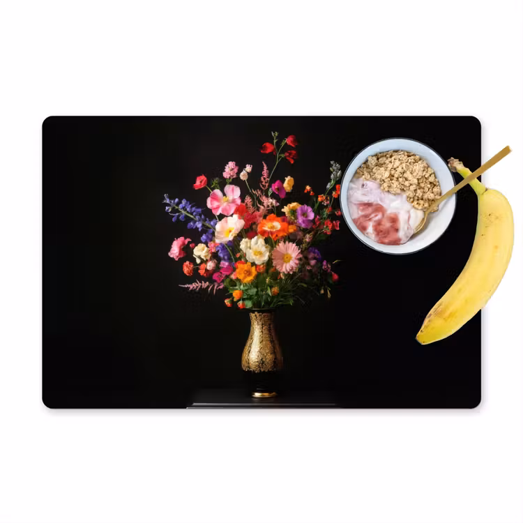 Placemat vinyl - Kleurrijk - Boeket - Vaas - Goud — 1