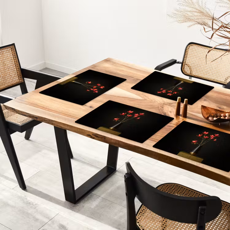 Placemat vinyl - Rode - Bloemen - Vaas — 4