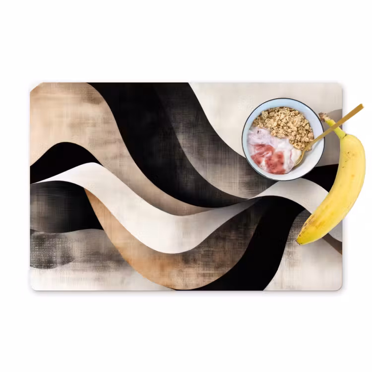 Placemat vinyl - Abstract - Golven - Zwart - Verweerd — 1