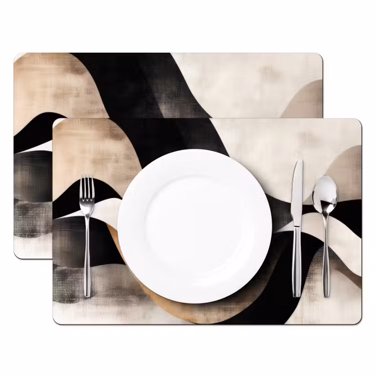 Placemat vinyl - Abstract - Golven - Zwart - Verweerd — 2