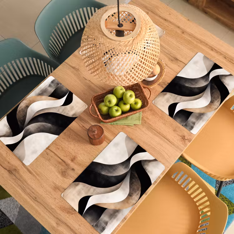Placemat vinyl - Abstract - Golven - Zwart - Verweerd — 3