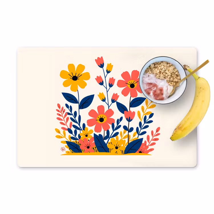 Placemat vinyl - Illustratie - Bloemen - Bladeren - Roze — 1