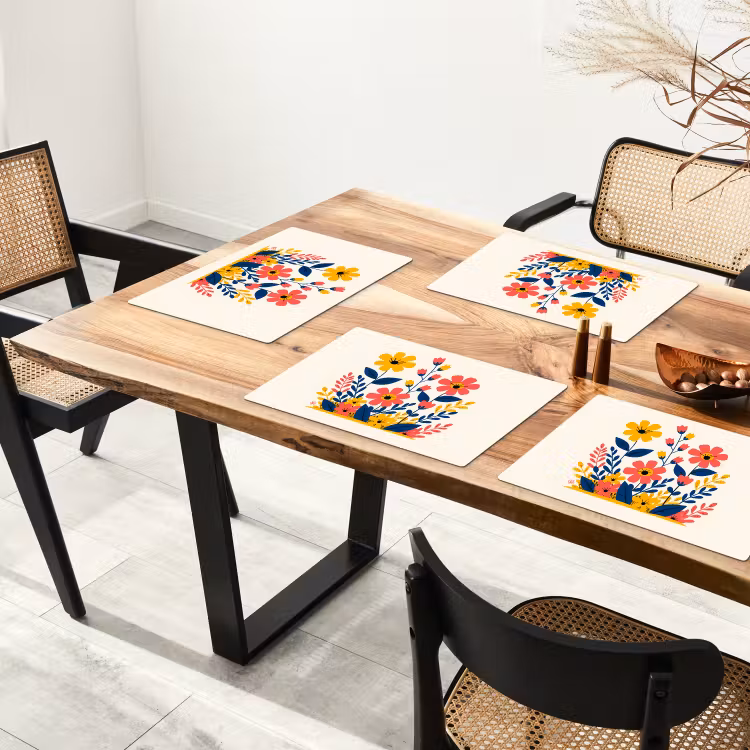 Placemat vinyl - Illustratie - Bloemen - Bladeren - Roze — 4