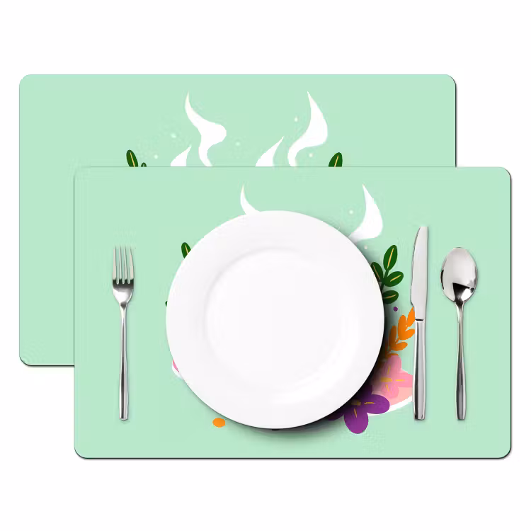 Placemat vinyl - Thee - Illustratie - Kopjes - Bloemen — 2